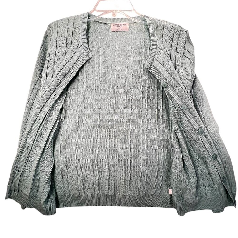 NWT Vtg Alfred Dunner Cardigan Sweater Button Down Blue USA PM Ribbed Knit - Picture 3 of 11